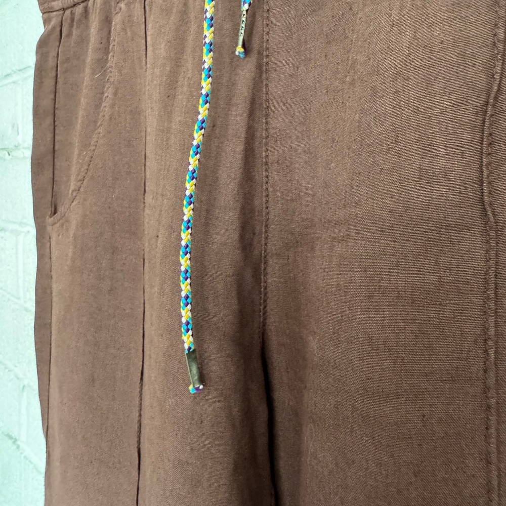 Boss Brown Linen Cotton Pants with Relaxed Fit - Picture 5 of 15